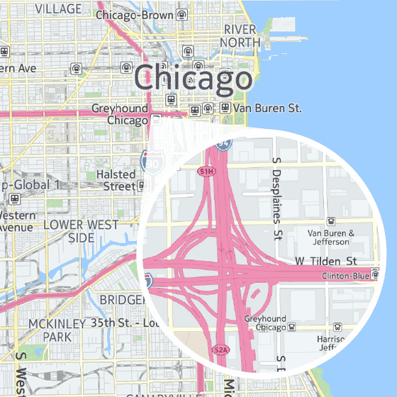 Chicago map, alternate zooms